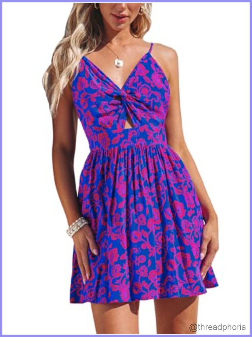 CUPSHE Floral Twist Front Tie Back Mini Sexy Sundress